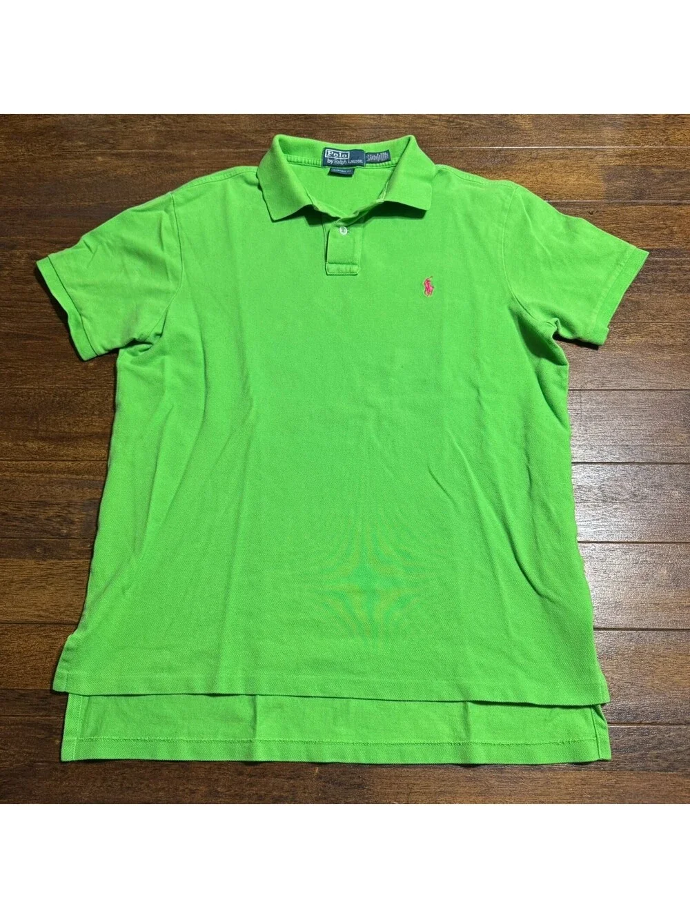 Ralph Lauren Custom Fit Polo shirt Green Pony Size M (L)  Cotton Preppy
